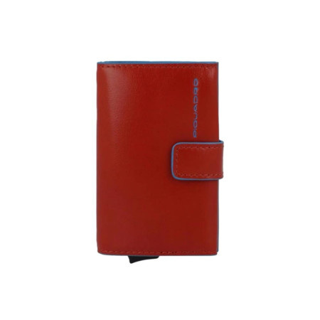 Porta Carte Credito Semplice Blue Square Piquadro Rosso  Valigeria.it