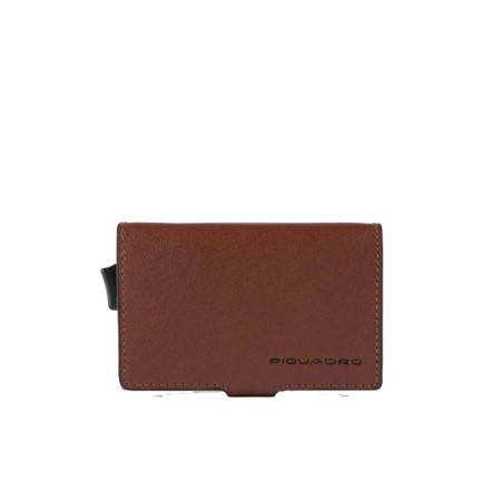 Porta Carte Credito Doppio Black Square Cuoio  Valigeria.it