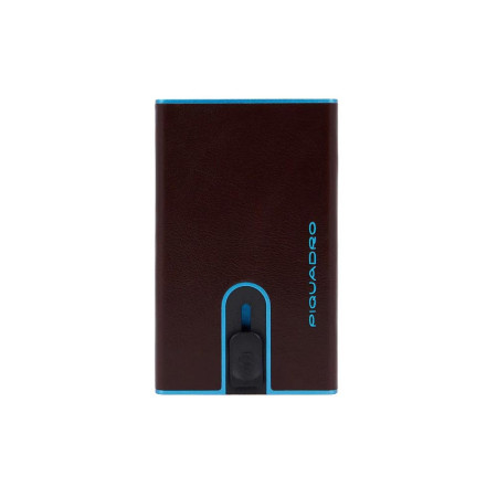 Porta carte di credito metal case semplice Piquadro Blue Square Mogano