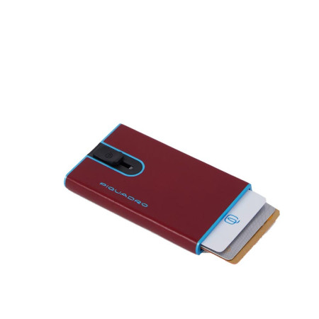 Porta Carte Credito Semplice Blue Square Piquadro Rosso  Valigeria.it