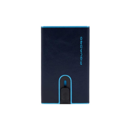 Porta Carte di Credito Doppio Blue Square Piquadro Blu2  Valigeria.it