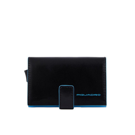 Porta carte di credito metal case doppio profilo Piquadro Blue Square Nero