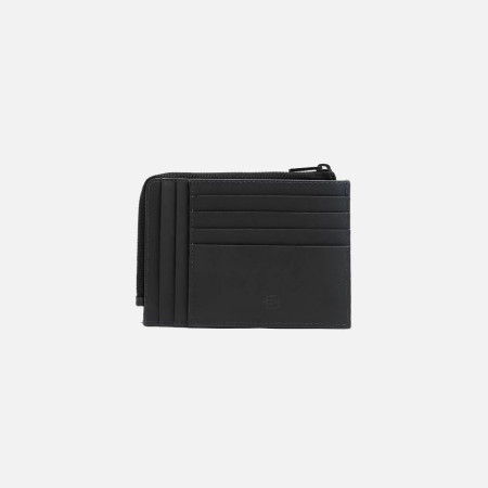 Porta carte di credito piatto con zip Piquadro Corner 2.0 Nero