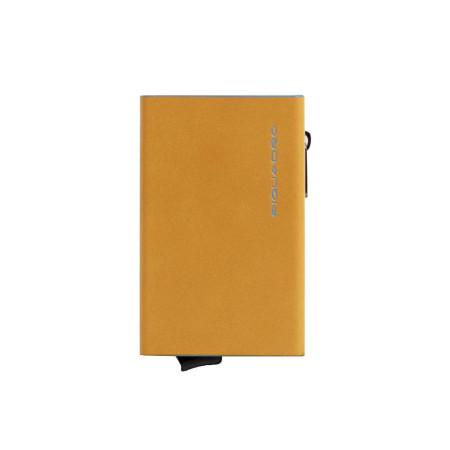 Porta carte di credito metal case con porta spicci Piquadro Blue Square Giallo
