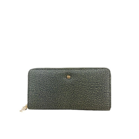 Portafoglio donna cerniera doppia grande Borbonese Alloro