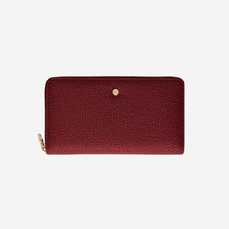 Portafoglio donna cerniera semplice grande ecosostenibile Borbonese Merlot