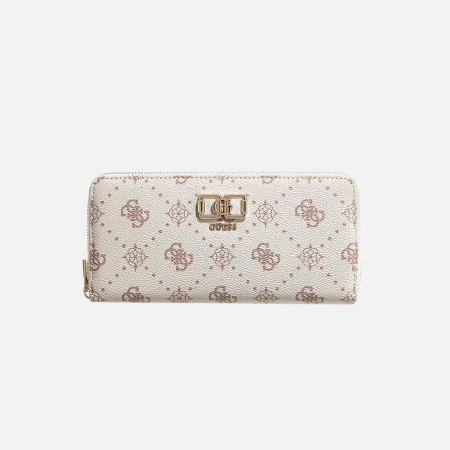 Portafoglio donna cerniera semplice grande Guess Emilie Vanilla Logo