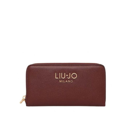 Portafoglio donna cerniera semplice grande con logo in metallo Liu Jo Caliwen Red Wine