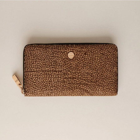 Portafoglio donna cerniera semplice grande op camoscio Borbonese Op Naturale