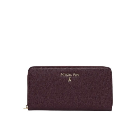 Portafoglio donna cerniera semplice grande martellata + lettere in rilievo Patrizia Pepe Purple Red