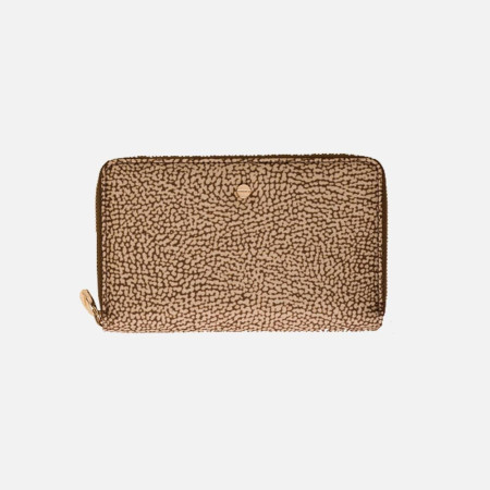 Portafoglio donna cerniera semplice medio Borbonese Beige/Marrone