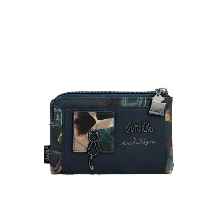 Portafoglio donna cerniera con patta medio RFID flessibile billetero sintetico Anekke Evolution Multicolor