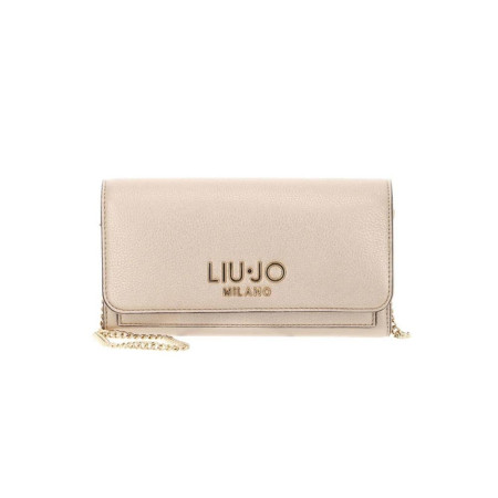 Portafoglio donna con catenella orizzontale con patta logo oro Liu Jo Light Gold