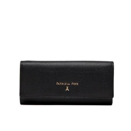 Portafoglio donna orizzontale con patta e soffietti Patrizia Pepe Nero