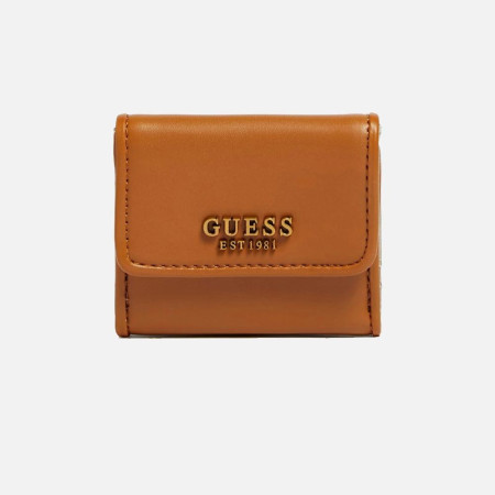 Portafoglio donna cerniera con patta piccolo Guess Abey Cognac