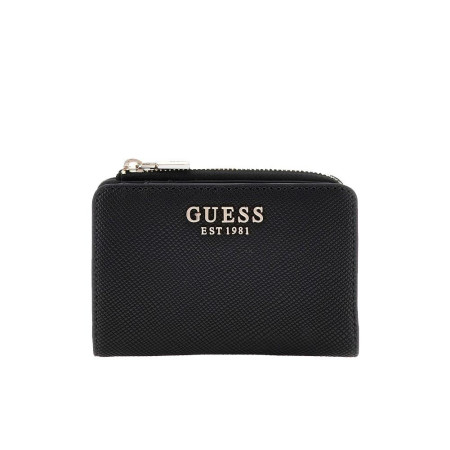 Portafoglio donna cerniera semplice con patta Guess Bolena Black