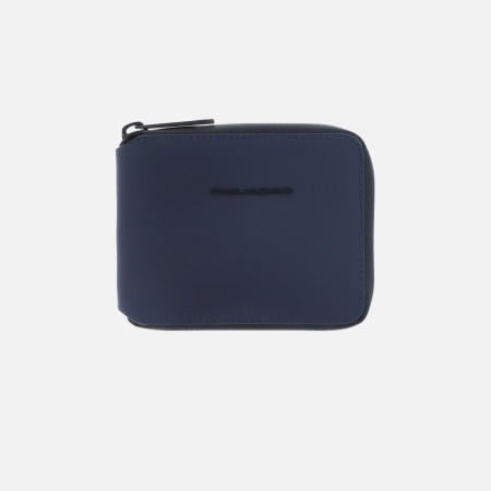 Portafoglio uomo zip around orizzontale chiusura con zip Piquadro Corner 2.0 Blu