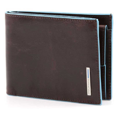 Portafoglio Uomo Piquadro | con portamonete e porta carte di credito | Linea Blue Square | PU1239B2-mogano (valigeria)