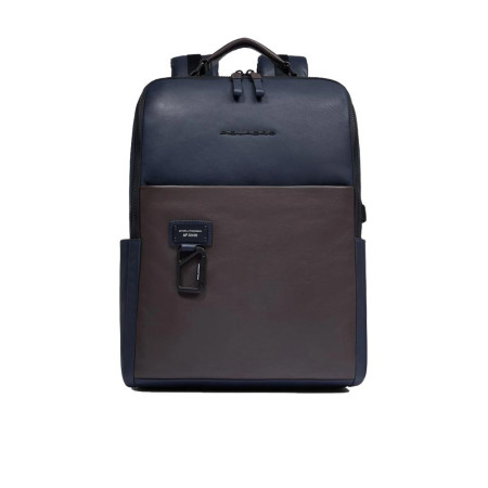 Zaino business porta computer 15.6 con cavo antifurto Piquadro Harper Blu/Marrone