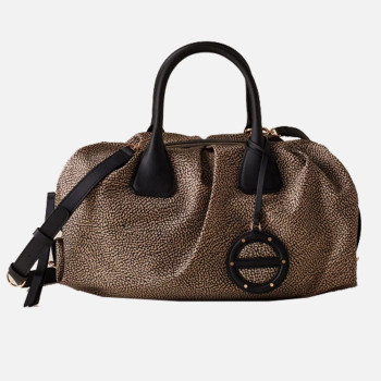 Borsa donna bauletto grande Borbonese Op Naturale/Nero