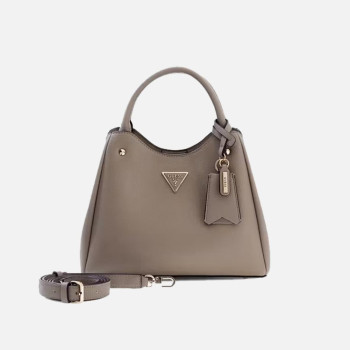 Borsa donna due manici con tracolla Guess Meridian II Dark Taupe