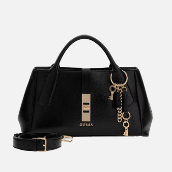 Borsa donna due manici con tracolla media Guess Brooke Black