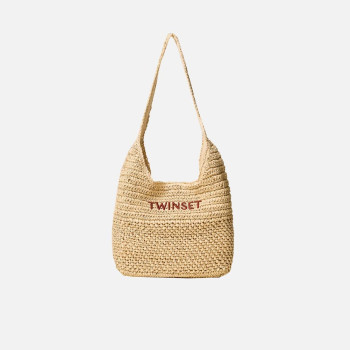 Borsa donna sacca media in rafia crochet Twinset Paglia