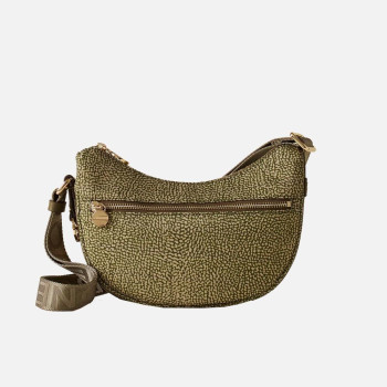 Borsa donna sacca con zip anteriore mini Borbonese Olive