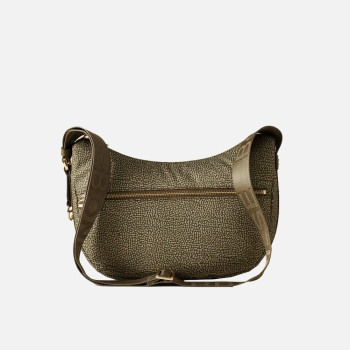 Borsa donna sacca piccola con tasca zip davanti Borbonese Olive