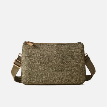 Borsa donna tracolla con zip sopra Borbonese Olive