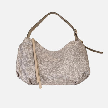 Borsa donna tracolla con zip sopra Borbonese Sabbia