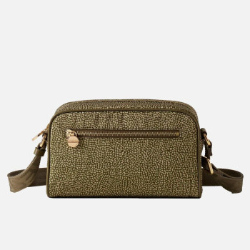 Borsa donna tracolla con zip superiore e zip davanti Borbonese Olive