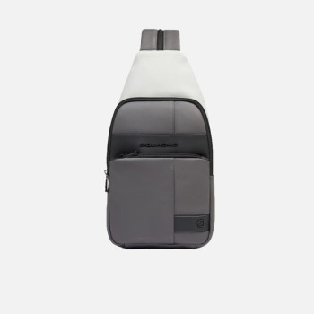 Borsello monospalla gommato porta ipad Piquadro Wollen Wet Grigio/Nero
