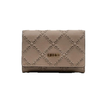 Portafoglio donna zip esterno retro con patta Liu Jo Caliwen Desert Taupe