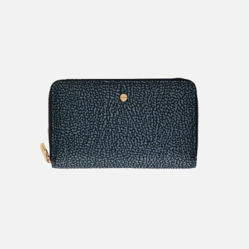 Portafoglio donna cerniera semplice medio Borbonese Blu Lapis