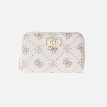 Portafoglio donna cerniera semplice medio Guess Emilie Vanilla Logo