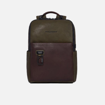 Zaino business porta computer 15.6 con cavo antifurto Piquadro Harper Verde/Testa Moro