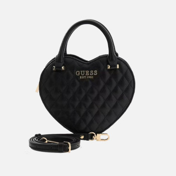 Borsa donna a mano con tracolla Guess Atabey Heart Black