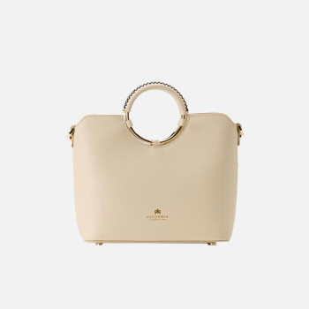 Borsa donna in pelle di vitello palmellato due manici con Oblò Cuoieria Fiorentina Prosecco