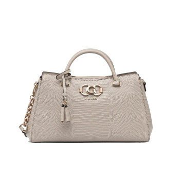Borsa donna due manici con tracolla Guess Salinge Taupe