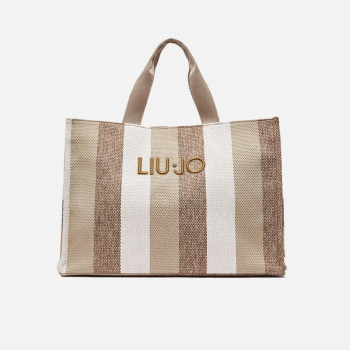 Borsa donna due manici grande a righe quadrata Liu Jo Sabbia