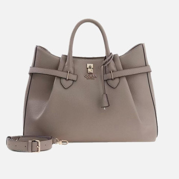 Borsa donna due manici con tracolla Guess Yesba Dark Taupe