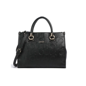 Borsa donna due manici quadrata con tracolla logata Liu Jo Manh Nero