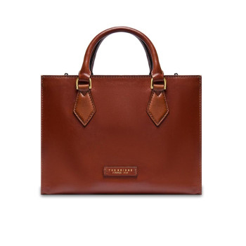 Borsa donna due manici squadrata chiusura zip The Bridge Ida Marrone/Oro