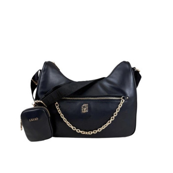 Borsa donna sacca grande con tasca zip davanti Liu Jo Achala Nero