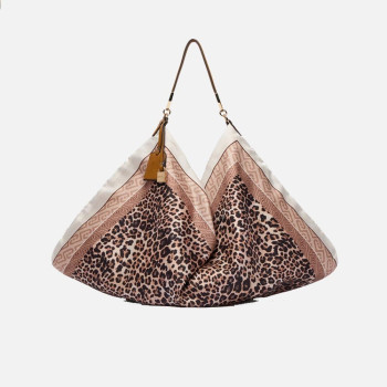 Borsa donna sacca media foulard Liu Jo Animalier Naturale