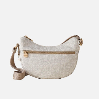 Borsa donna sacca con zip anteriore mini Borbonese White Cotton