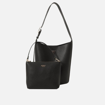 Borsa donna secchiello medio con pochette estraibile Guess Meridian II Black