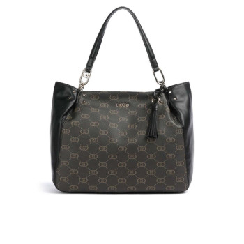 Borsa donna shopping grande logato Liu Jo Circo Nero