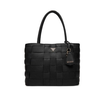 Borsa donna shopping con zip sopra Guess Maylee Black
